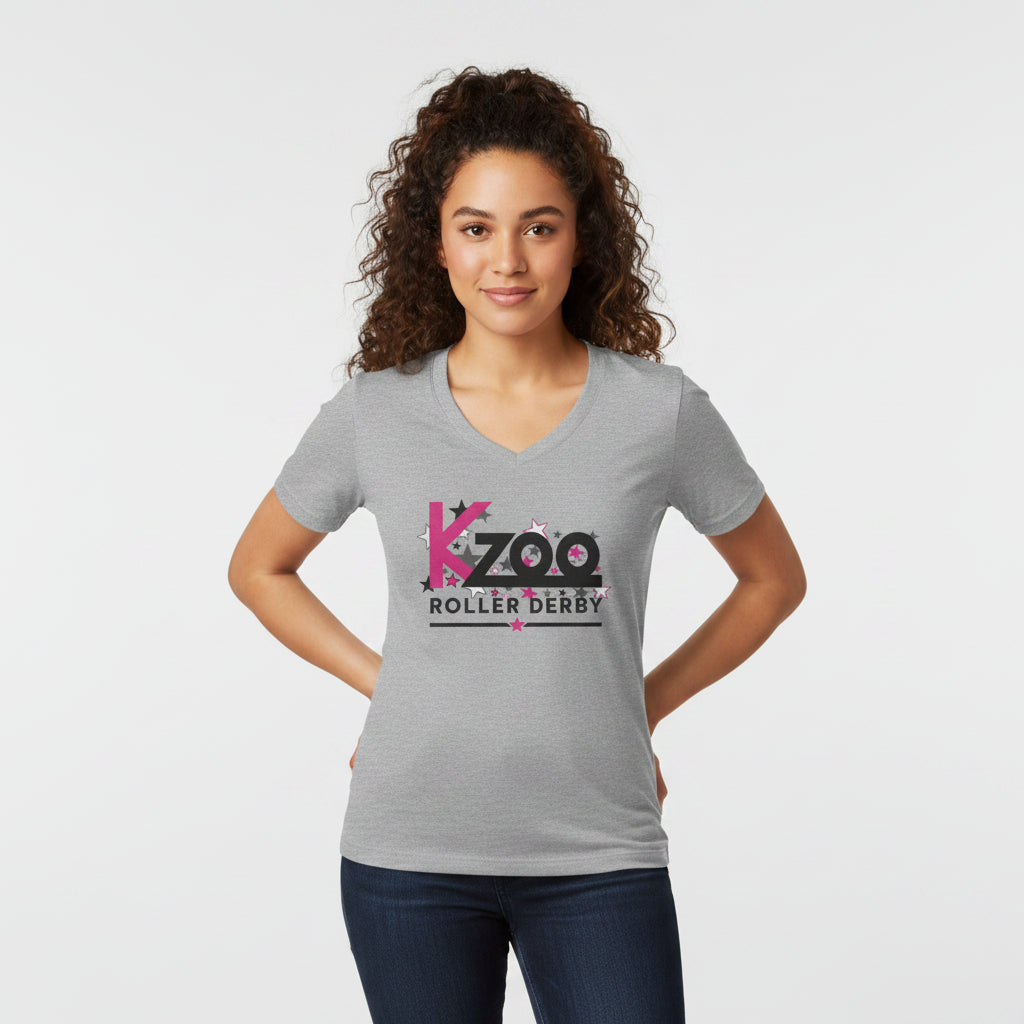 Kzoo Roller Derby Women's V-Neck T-Shirt — Kalamazoo Roller Derby Fan Tee