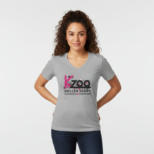 Kzoo Roller Derby Women's V-Neck T-Shirt — Kalamazoo Roller Derby Fan Tee
