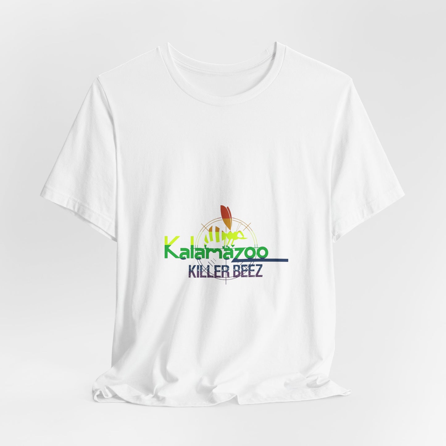 Kalamazoo Killer Beez Logo T‑Shirt — Retro Rainbow Bee Graphic Tee