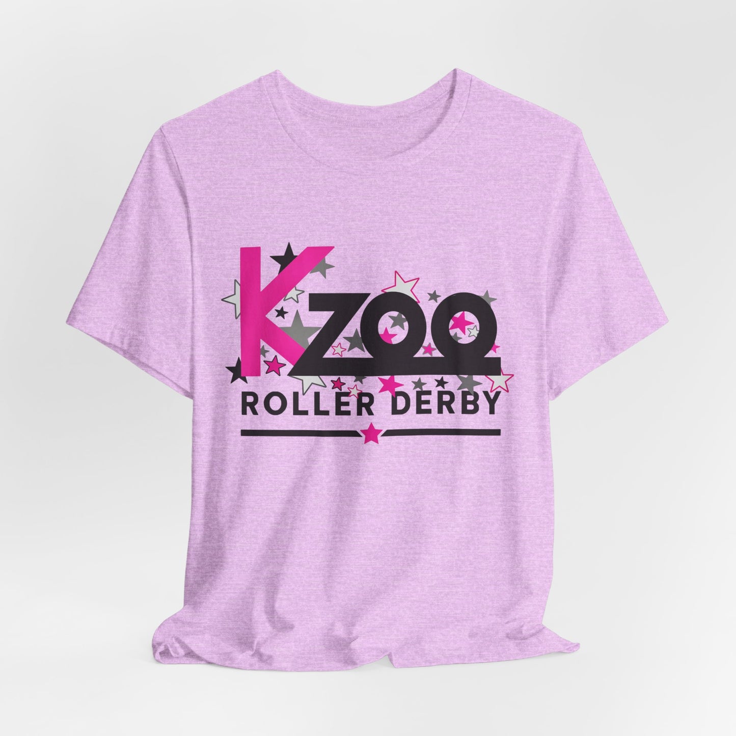KZoo Roller Derby T-Shirt — Pink & Black Star Logo Tee